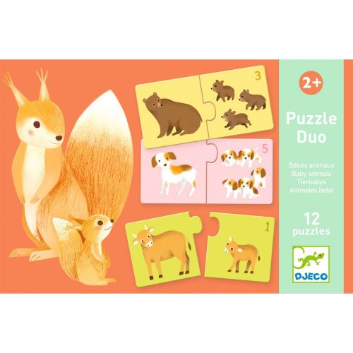 Djeco Párosító puzzle - Kié a kölyök, 24 db-os - Baby animals