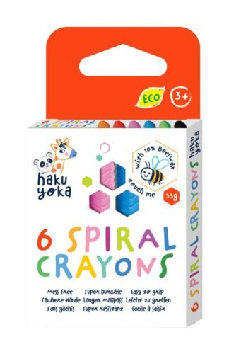Színes spirálozott felületű méhviasz zsírkréta 6 darabos - Haku Yoka