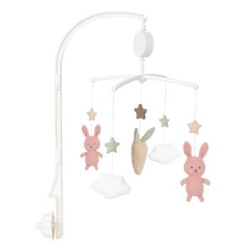   Macik és nyuszik Zenélő kiságyforgó, Pasztell rózsaszín - Jabadabado