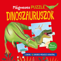 Mágneses puzzle - Dinoszauruszok - 3 darab, 16 darabos mágneses kirakóval	